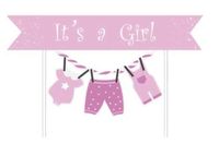 Topper na tort "It's a Girl" baby shower dziewczynka różowy