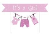 Topper na tort "It's a Girl" baby shower dziewczynka różowy