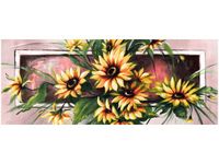100X40CM SŁONECZNIKI KORALU OBRAZ DREWNO