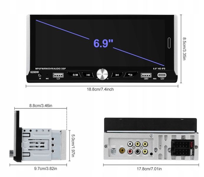 RADIO SAMOCHODOWE 1 DIN BEZPRZEWODOWY CARPLAY ANDROID AUTO MIRROR LINK zdjęcie 4