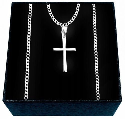 ŁAŃCUSZEK SREBRNY MĘSKI Z KRZYŻYKIEM SREBRO PRÓBY 925 K3/50cm na Arena.pl