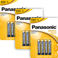 12x AAA Baterie Alkaliczne PANASONIC LR03 Paluszki Bateria R3 Blister x3