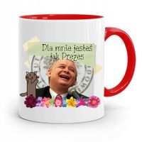 Kubek Czerwony Śmieszny Pis Jarosław Kaczyński Z Nadrukiem Ze Zdjęciem