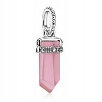 Zawieszka SREBRO 925 Charms Amulet Szkło Różowy