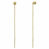 Złote Kolczyki pr585 Kulki Na Łańcuszku GRAWER