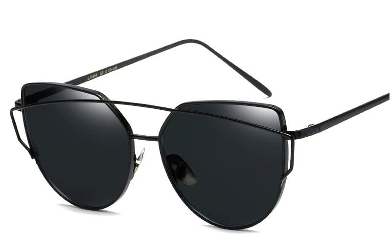 OKULARY LUSTRZANKI GLAM ROCK KOCIE OKO CAT CAŁE CZARNE O5_Czarne zdjęcie 2