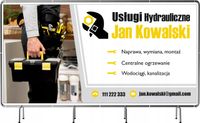 BANER REKLAMOWY 130x80cm projekt w cenie duży wybór USŁUGI HYDRAULICZNE