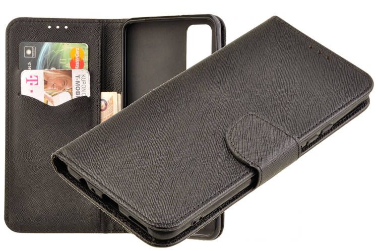 Etui portfel Fancy Case do Huawei P Smart 2021 czarny zdjęcie 1