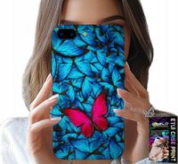 ETUI DO IPHONE ( 7 PLUS ) - NIEBIESKIE MOTYLKI, MOTYL, KOBIECE WZORY
