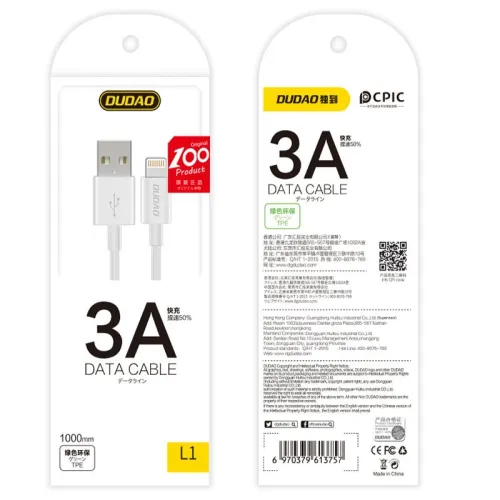 dudao przewód kabel usb / lightning 3a 1m biały (l1l white) na Arena.pl