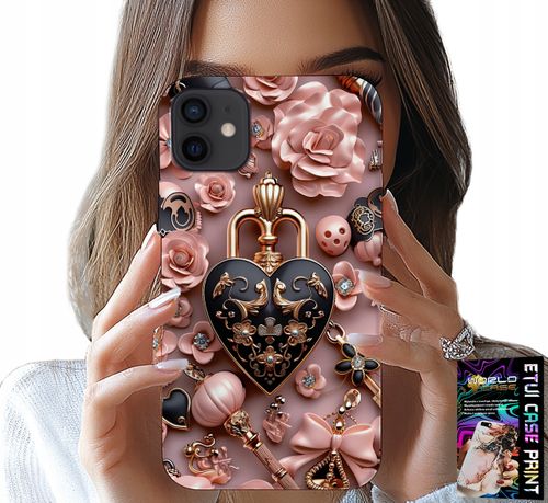 ETUI DO IPHONE 12 MINI - KOBIECE WZORY KŁÓDKA SERCE CASE + SZKŁO na Arena.pl
