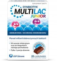 MULTILAC JUNIOR synbiotyk probiotyk + prebiotyk dla dzieci 20 czekoladek