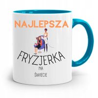 Kubek Błękitny Dla Fryzjerki Najlepsza Fryzjerka Z Nadrukiem Ze Zdjęciem