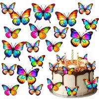 MOTYLE WAFLOWE MOTYLKI DEKORACJA NA TORT TEŃCZOWE KOLOROWE PIĘKNA OZDOBA