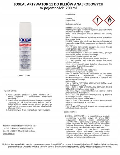 AKTYWATOR DO KLEJÓW ANAEROBOWYCH LOXEAL 11 200 ml na Arena.pl