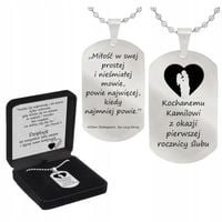 Grawerowany nieśmiertelnik stal 316L prezent + pudełko z dedykacją