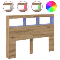 Zagłówek z półkami i LED, dąb artisan, 140x17x102 cm