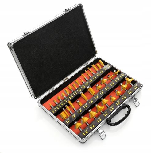 FREZY DO DREWNA 8mm KSZTAŁTOWE 35el TWARDE OSTRE ZESTAW W WALIZCE FREZ na Arena.pl