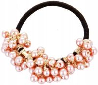 Gumka do włosów z perełkami ozdobna elastyczna  X11_Złoty