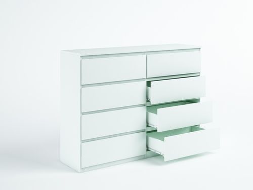 Pojemna Duża Komoda 8 Szuflad 120cm Biała Salonu Sypialni Od na Arena.pl