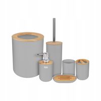 Akcesoria łazienkowe Teesa Stal Bambus Kosz 6L