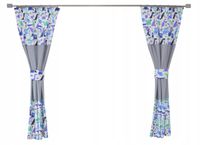 Zasłonki Dinozaury niebieskie Komplet pokój chłop