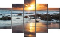 70 100CM OBRAZ 5 ELEM WSCHÓD SŁOŃCA OCEANEM DRUK PŁÓTNO