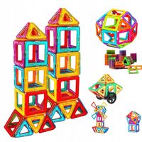 MAGNETYCZNE KLOCKI MAGICAL MAGNET 180EL PREZENT ZABAWKA + 4 KOŁA + PUDEŁKO