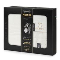 Komplet ręczników bawełnianych z bordiurą i haftem Eva Minge kremowe