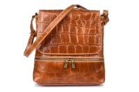 Damska Skórzana Włoska Listonoszka Pionowa klapa ciemna zieleń B69