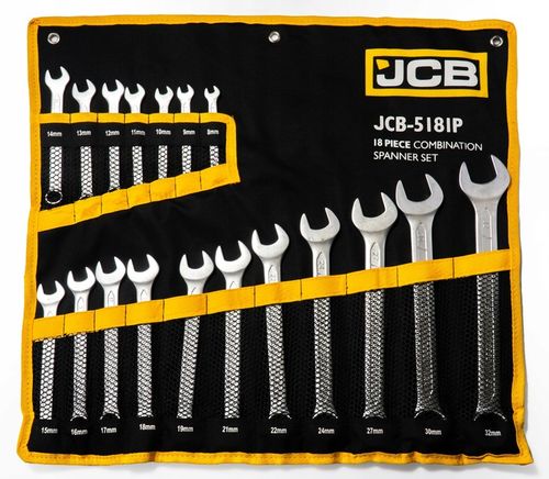 ZESTAW KLUCZY PŁASKO-OCZKOWYCH 18 ELEMENTÓW STAL CRV 8-32 MM JCB na Arena.pl