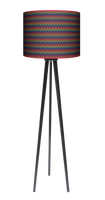Lampa podłogowa - stojąca drewniana trójnóg duża - Colorful zygzak (czarny)