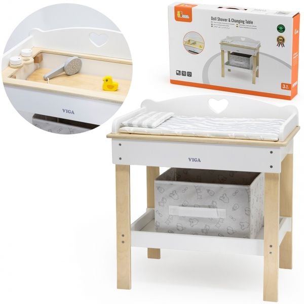 VIGA Drewniany Przewijak 2w1 Wanienka dla Lalek zdjęcie 16