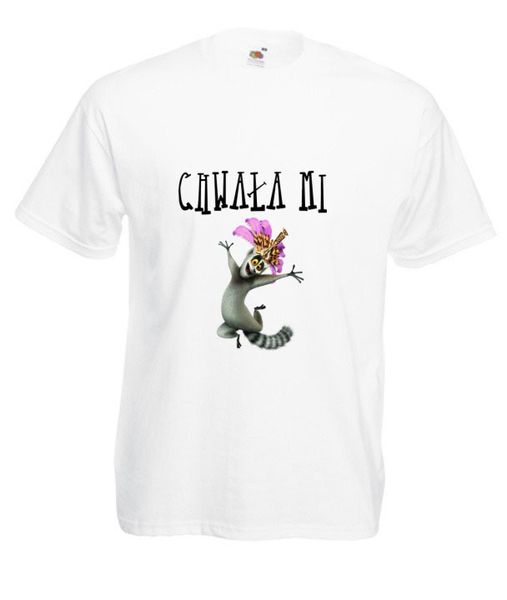 KOSZULKA WZORY KRÓL JULIAN TEKSTY PINGWINY zdjęcie 2