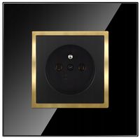 GNIAZDKO POJEDYNCZE Z BOLCEM CZARNE ZŁOTE W RAMCE SZKLANEJ KONTAKT