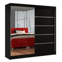 Szafa przesuwna Basti III z lustrem 200cm - garderoba- CZARNY