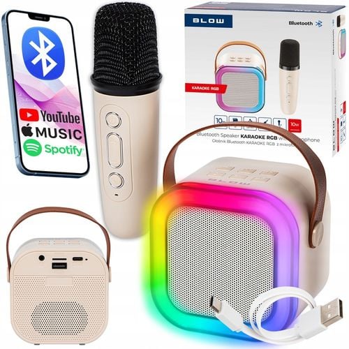 GŁOŚNIK BLUETOOTH BLOW PRZENOŚNY KARAOKE RGB MIKROFON USB SD MINI JACK na Arena.pl
