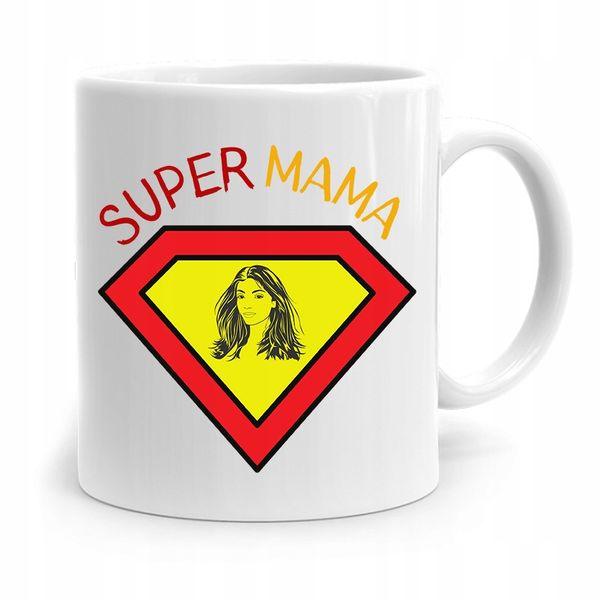 Kubek Prezent Dla Mamy Matki Super Mama Z Nadrukiem Ze Zdjęciem zdjęcie 1