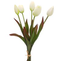TULIPAN sztuczny TULIPANY SILIKONOWE BUKIET 5 sztuk BIAŁE
