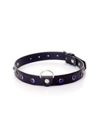 obroża z kryształkami fetish b series granatowa 2 cm