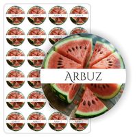 NAKLEJKI nalepki arbuzowe kolorowe ARBUZ przetwory dżem słoiki 24szt.