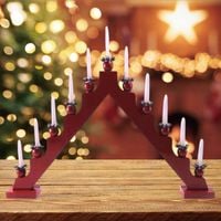 DREWNIANY ŚWIECZNIK ADWENTOWY LED DUŻY CZERWONY