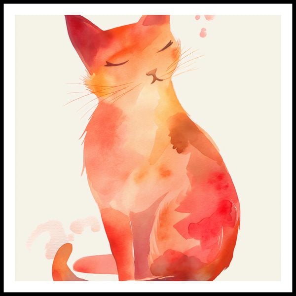 Plakat 70x70cm Akwarelowy Kot zdjęcie 3