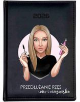 KALENDARZ A5 2026 DZIENNY terminarz z nadrukiem UV PRZEDŁUŻANIE RZĘS