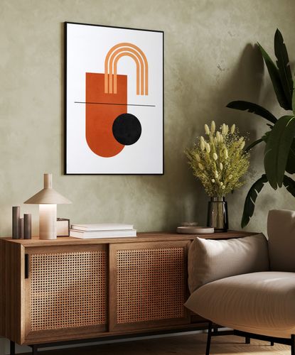 Plakat geometria boho styl 40x50 cm w czarnej ramie na Arena.pl