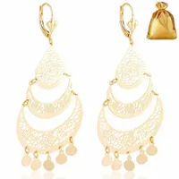 ZŁOTE DAMSKIE DUŻE KOLCZYKI WISZĄCE DŁUGIE AŻUROWE 18K STAL CHIRURGICZNA