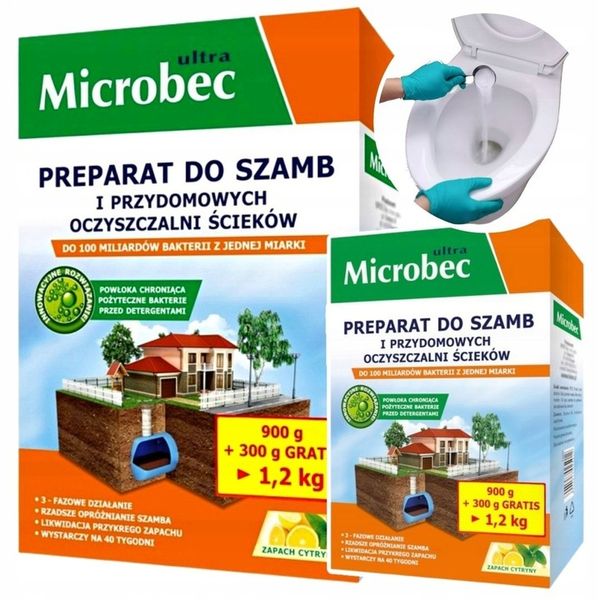 MICROBEC Ultra ŚRODEK BAKTERIE DO SZAMBA 1.2kg x 2 zdjęcie 1