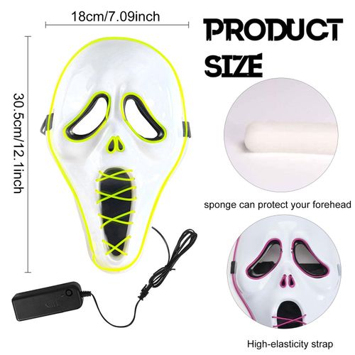 Maska Halloween LED Krzyk Ghost Scream Świecąca Straszna 3 Tryby Gąbka na Arena.pl