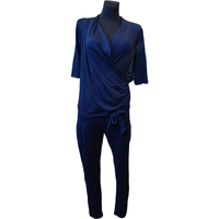 Kombinezon Damski na Krótki Rękaw Letni Granatowy Luźny Wygodny 36 38