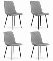 Krzesło welurowe TURIN szare aksamit 4 szt. do kuchni jadalni salonu